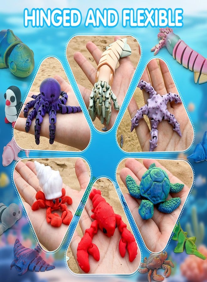CHolic 3D Printed Animal Figures Set, 18Pcs 3D Printed Toys, Ocean Animal Figurines Toys, Fidget Articulated Flexible Toy for Party Favors Birthday Gifts Office Desktop Home Decoration - Image 5